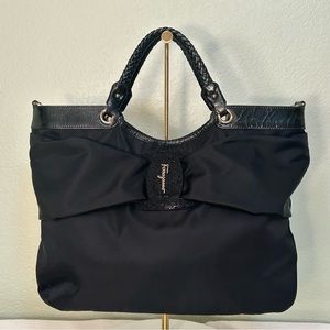 Salvatore Ferragamo Large Black Bow Tote